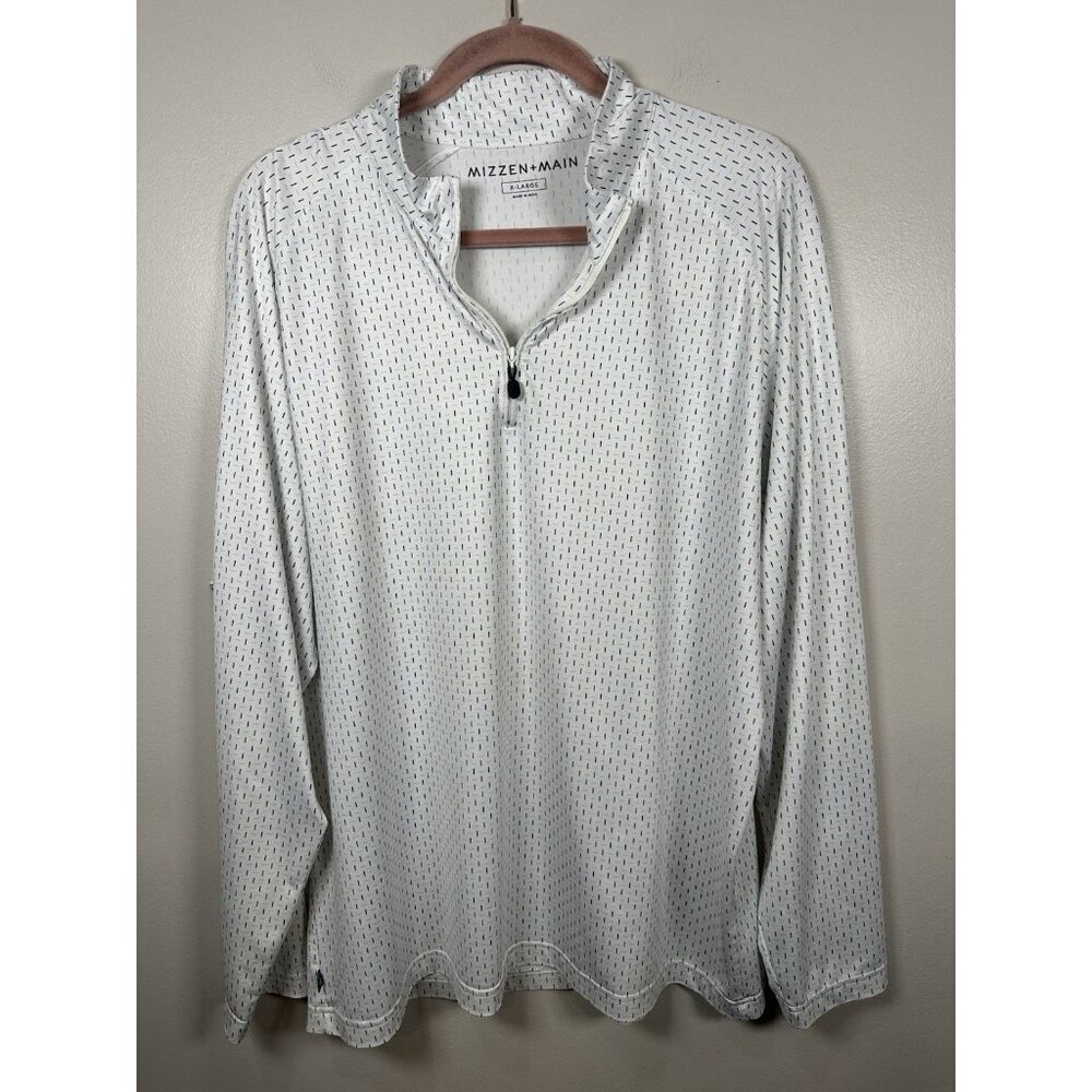 MIZZEN+MAIN Quarter Zip Size XL Golf Pullover Green Performance Long Sleeve